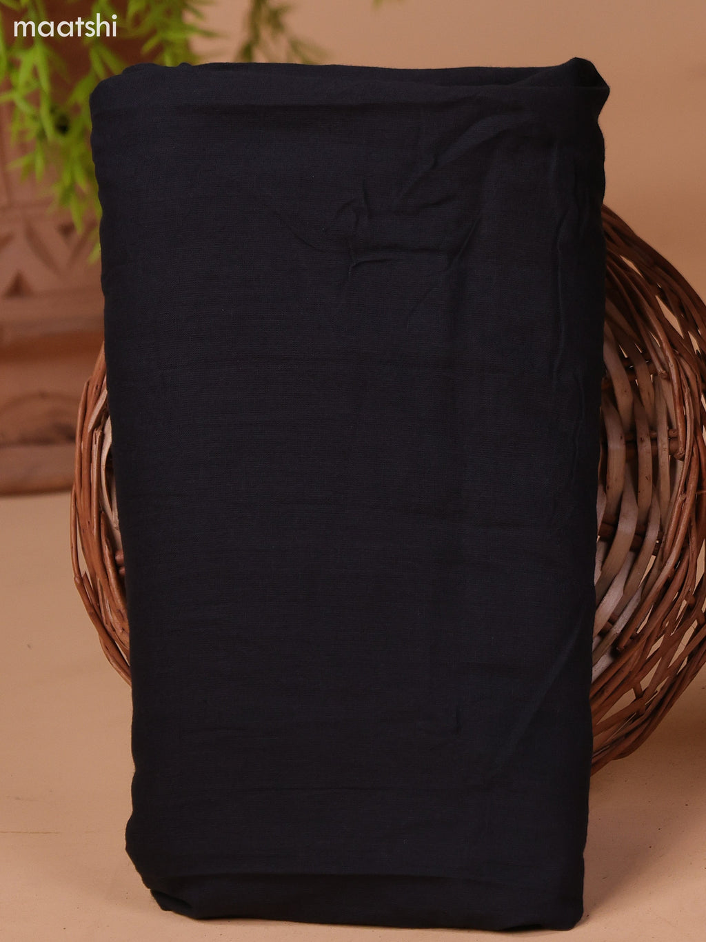 Maroon and Black Cotton Dress Material With Plain Body & Batik Prints Patch Work Neck Pattern and Bottom & Dupatta