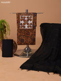 Mustard Yellow and Black Cotton Dress Material With Allover Kalamkari Prints & Patch Work Neck Pattern and Bottom & Dupatta