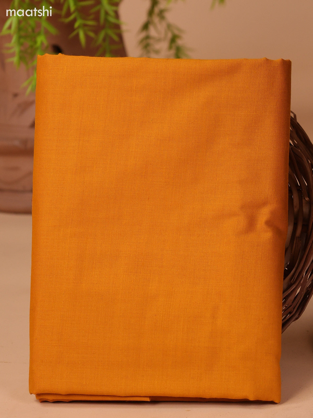 Maroon and Mango Yellow Cotton Dress Material With Allover Kalamkari Prints & Patch Work Neck Pattern and Bottom & Dupatta