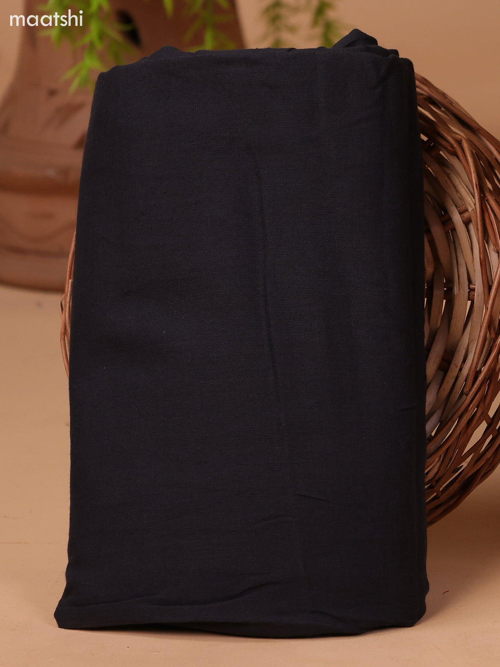 Dark Rust and Black Cotton Dress Material With Plain Body & Embroidery Work Neck Pattern and Bottom & Dupatta