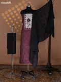 Dark Magenta and Black Cotton Dress Material With Allover Ajrakh Prints & Patch Work Neck Pattern and Bottom & Dupatta