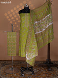 Light Green and Off White Cotton Dress Material With Floral Butta Prints and Bottom & Dupatta