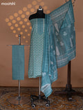 Teal Green Cotton Dress Material With Allover Prints and Bottom & Dupatta