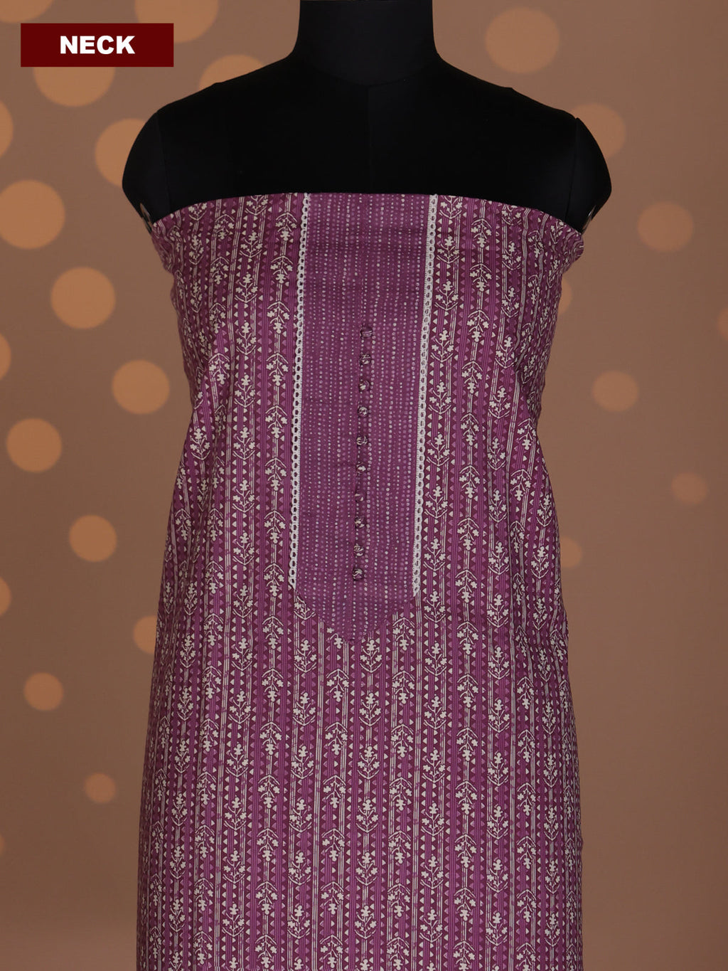 Dark Mauve Pink Cotton Dress Material With Allover Prints and Bottom & Dupatta