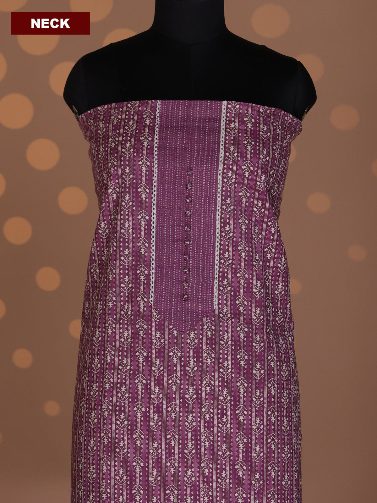 Dark Mauve Pink Cotton Dress Material With Allover Prints and Bottom & Dupatta