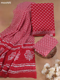 Red Cotton Dress Material With Allover Butta Prints and Bottom & Cotton Dupatta