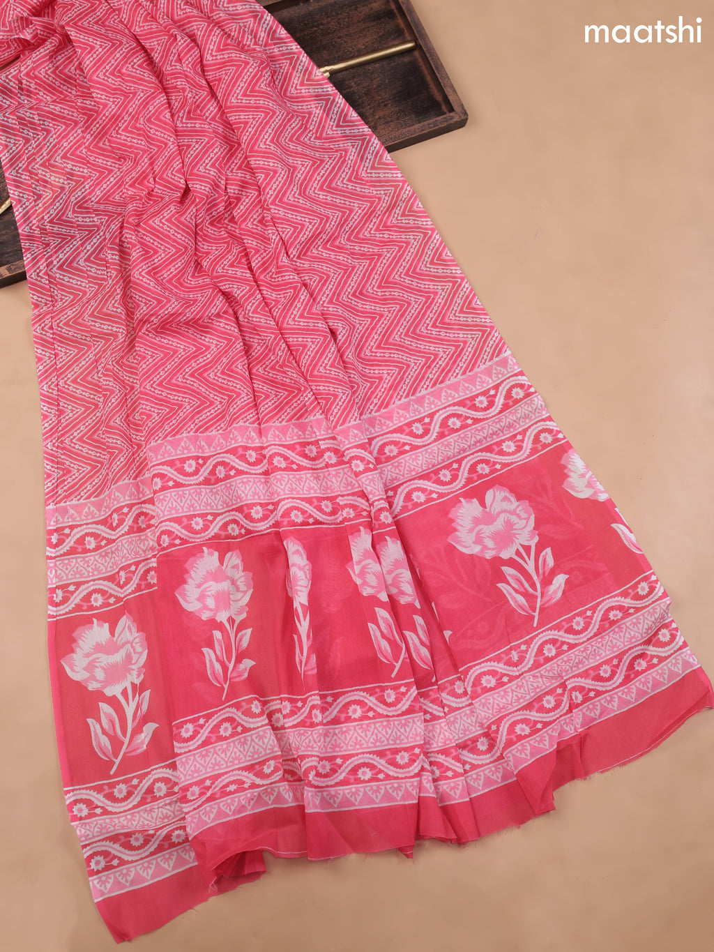 Pink Cotton Dress Material With Allover Butta Prints and Bottom & Cotton Dupatta