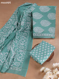 Teal Green Cotton Dress Material With Allover Butta Prints and Bottom & Cotton Dupatta