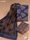 Navy Blue Cotton Dress Material With Butta Prints and Bottom & Cotton Dupatta