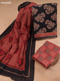 Black Cotton Dress Material With Butta Prints and Bottom & Cotton Dupatta