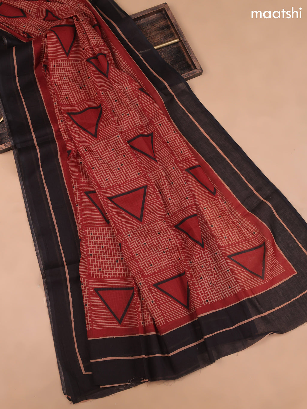 Black Cotton Dress Material With Butta Prints and Bottom & Cotton Dupatta