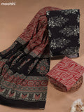 Black Cotton Dress Material With Butta Prints and Bottom & Cotton Dupatta