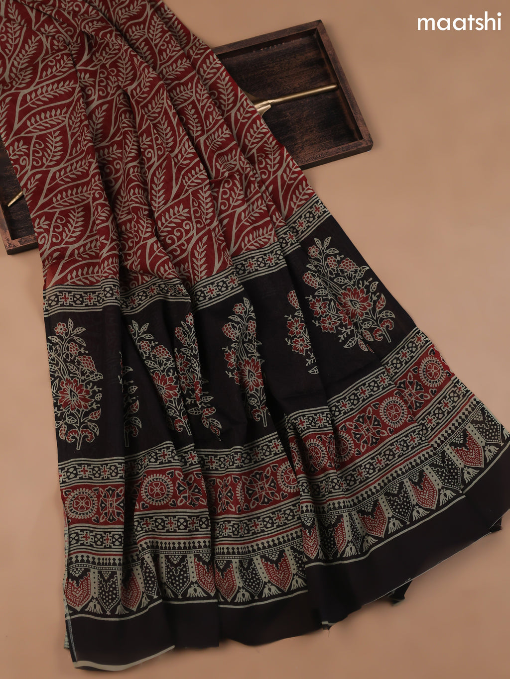 Black Cotton Dress Material With Butta Prints and Bottom & Cotton Dupatta