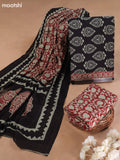 Black Cotton Dress Material With Butta Prints and Bottom & Cotton Dupatta