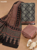 Black Cotton Dress Material With Floral Prints and Bottom & Cotton Dupatta