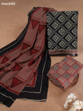 Black Cotton Dress Material With Butta Prints and Bottom & Cotton Dupatta