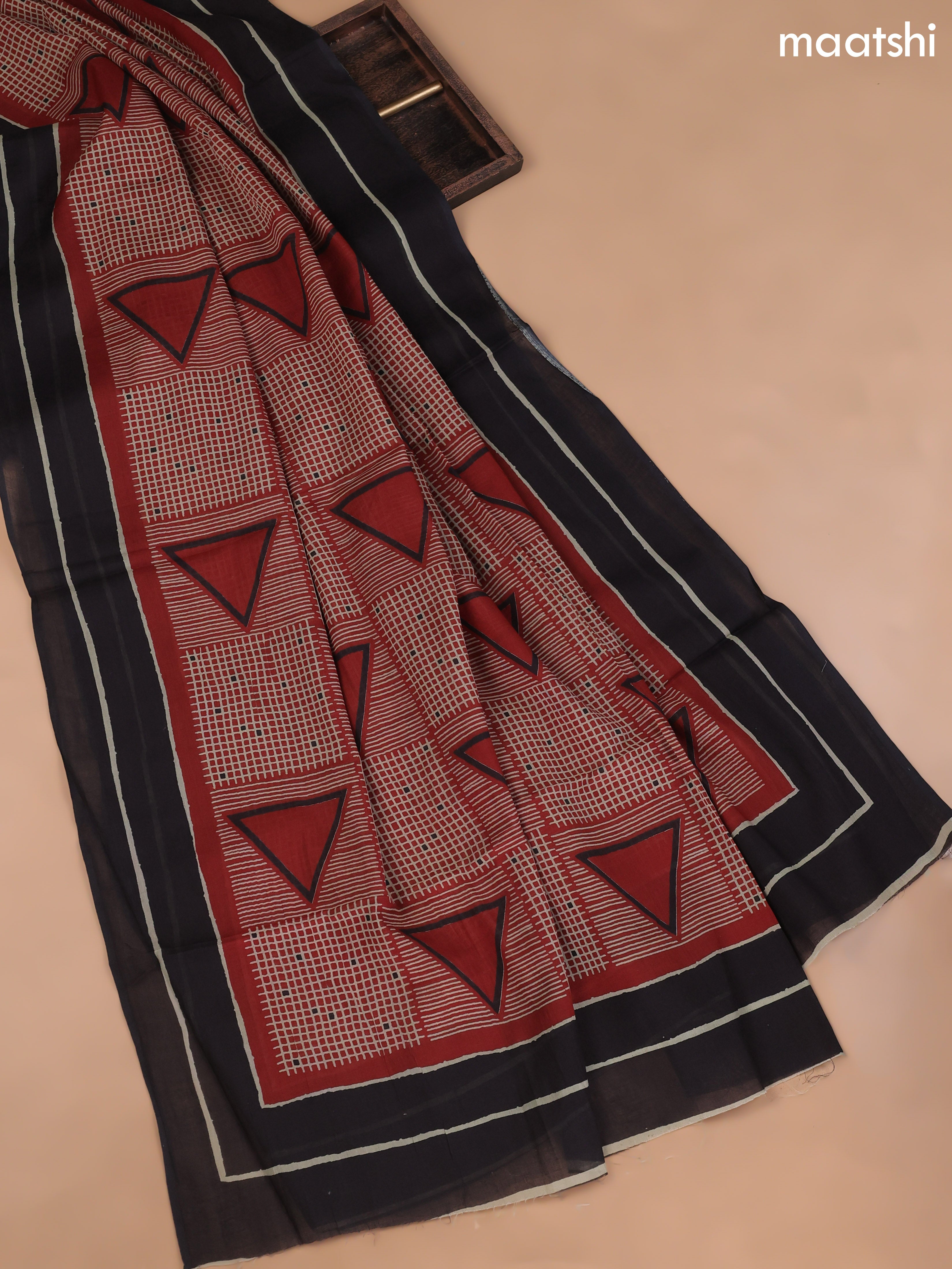 Black Cotton Dress Material With Butta Prints and Bottom & Cotton Dupatta