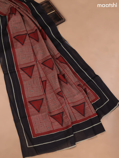 Black Cotton Dress Material With Butta Prints and Bottom & Cotton Dupatta
