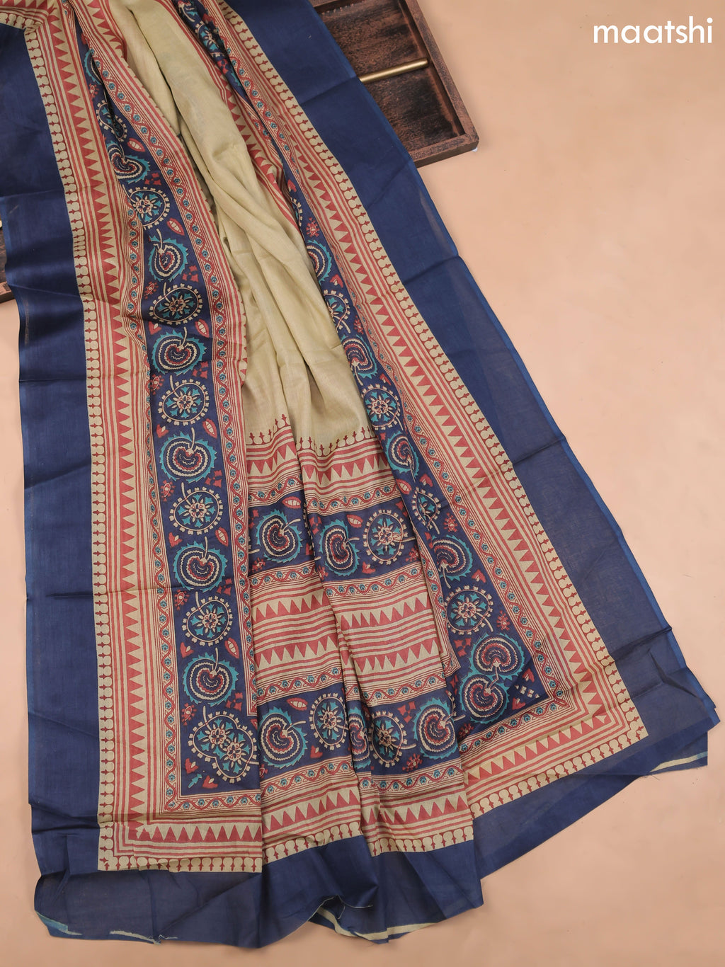 Blue Cotton Dress Material With Allover Kalakari Prints and Bottom & Cotton Dupatta