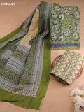 Green Cotton Dress Material With Allover Kalakari Prints and Bottom & Cotton Dupatta