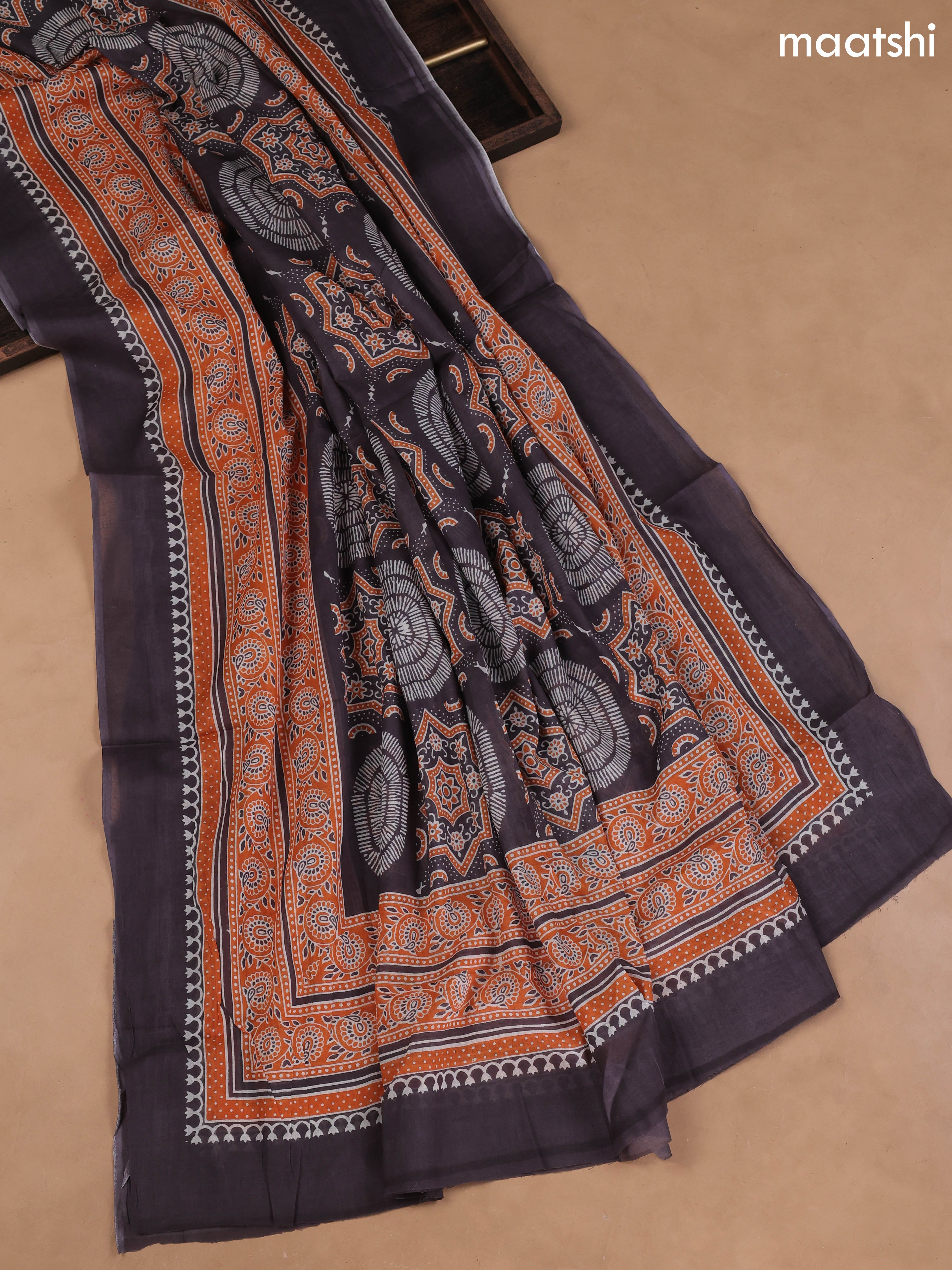 Grey Cotton Dress Material With Floral Prints and Bottom & Cotton Dupatta