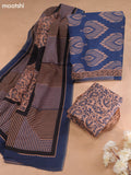 Navy Blue Cotton Dress Material With Butta Prints and Bottom & Cotton Dupatta
