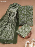 Green Cotton Dress Material With Allover Floral Prints and Bottom & Cotton Dupatta