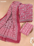 Mauve Pink Cotton Dress Material With Allover Floral Prints and Bottom & Cotton Dupatta