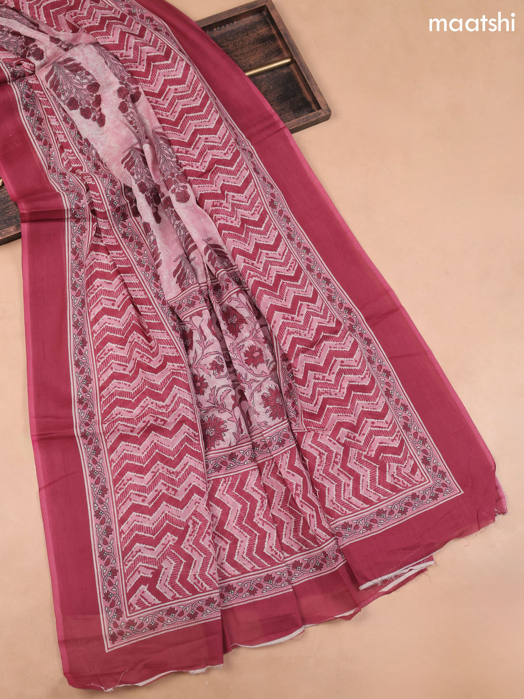 Mauve Pink Cotton Dress Material With Allover Floral Prints and Bottom & Cotton Dupatta