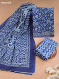 Navy Blue Cotton Dress Material With Allover Floral Prints and Bottom & Cotton Dupatta