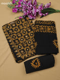 Mustard Yellow and Black Cotton Dress Material With Batik Prints & Simple Embroidery Work Neck Pattern