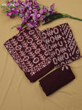 Brown Cotton Dress Material With Batik Prints & Simple Embroidery Work Neck Pattern