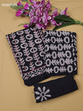 Black Cotton Dress Material With Batik Prints & Simple Embroidery Work Neck Pattern
