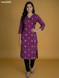 Purple Art Tussar With Zari Butta Kurti