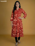 Rust Shade Cotton Printed Anarkali Kurti