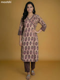 Grey Shade and Wine Shade Cotton Printed Kurti Set