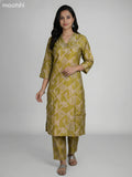 Lime Green Semi Silk Printed Co-Ord Set