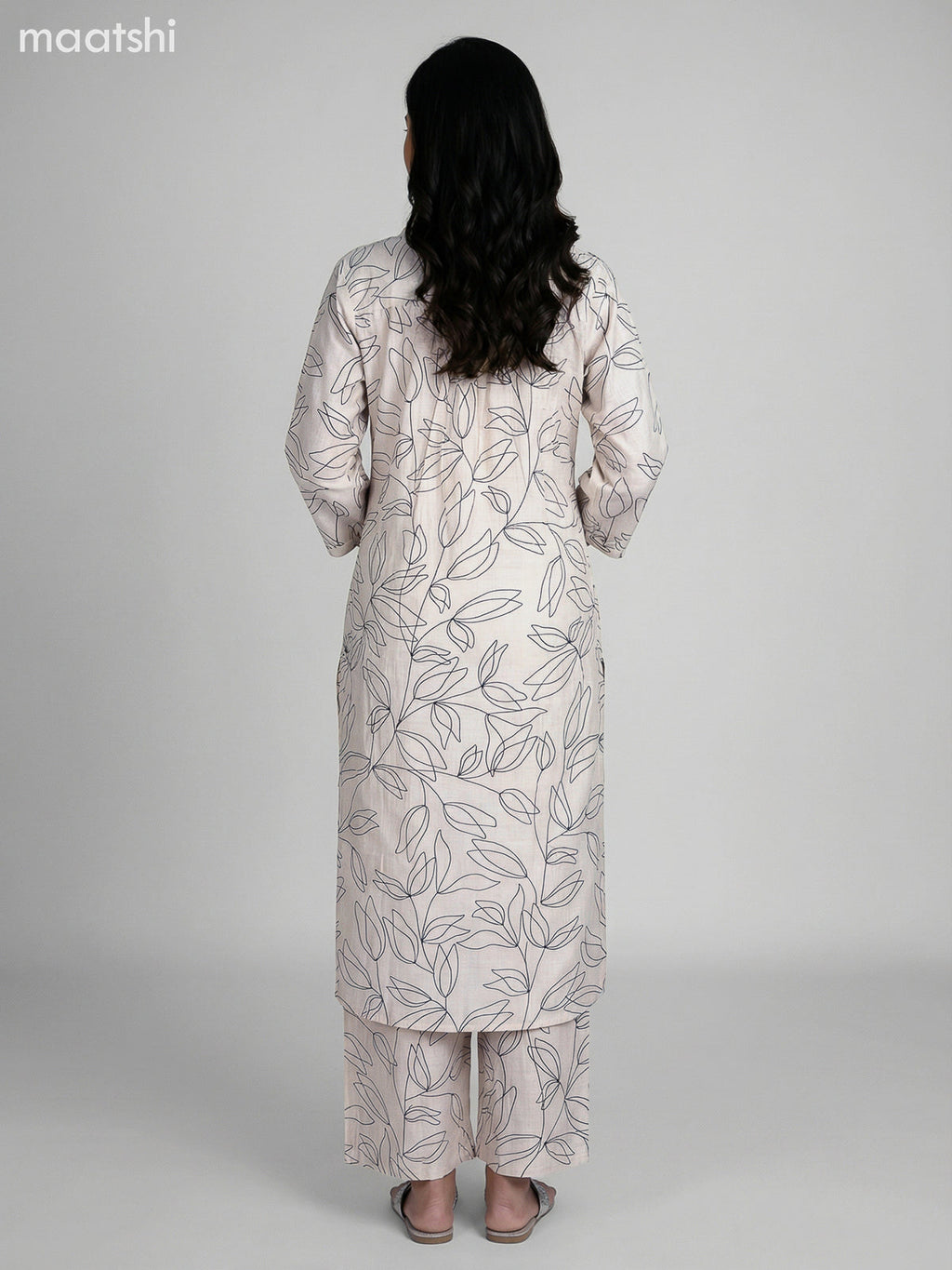 Cream Semi Silk Printed Co-Ord Set