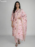 Peach Shade Semi Silk Floral Printed Straight Suit
