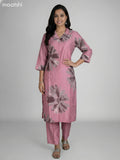 Peach Pink Rayon Printed Kurti Set
