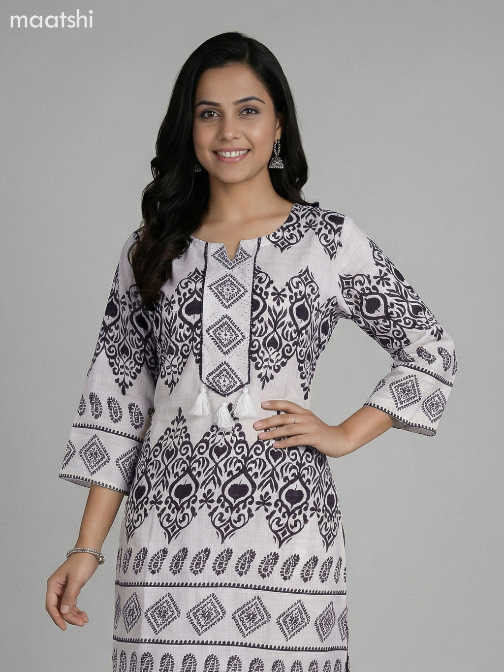 Off White Semi Silk Printed Co-Ord Set