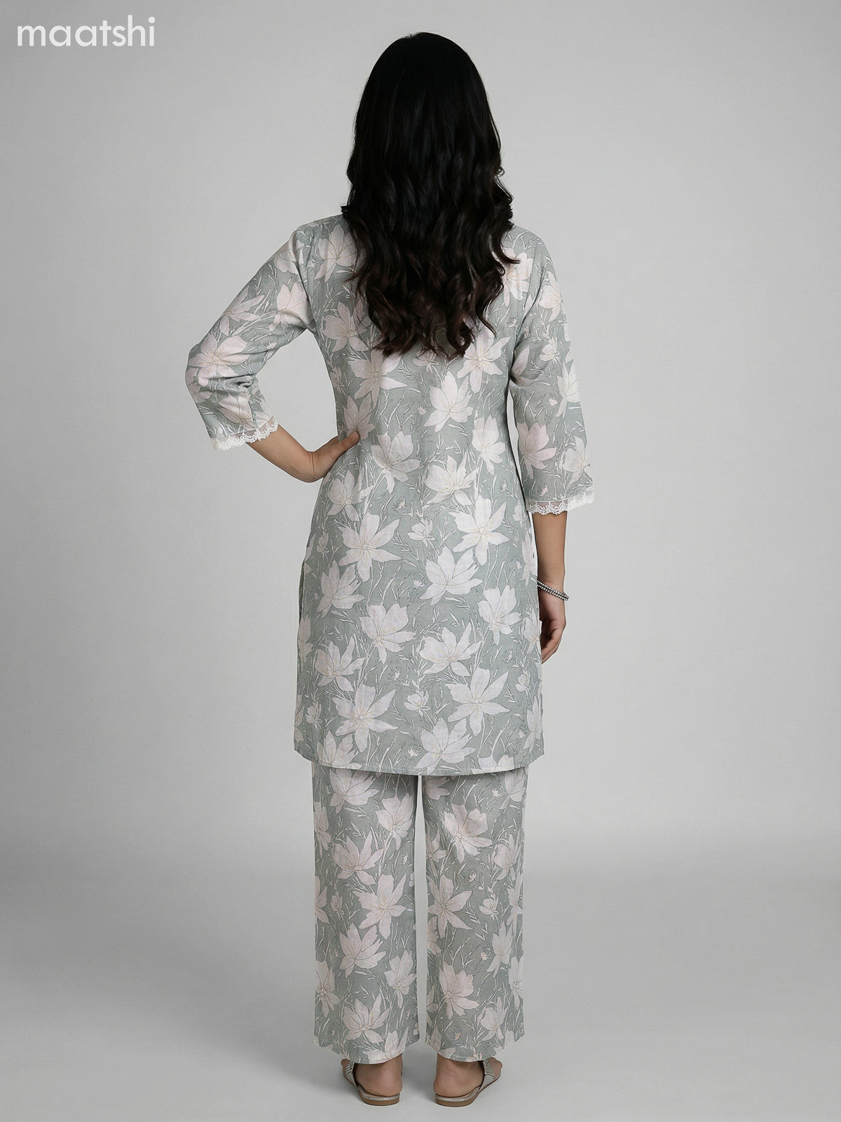 Pastel Green Semi Silk Floral Printed Co-Ord Set