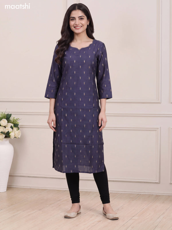 Dark Grey Art Silk Embroidery Work Long Straight Kurti