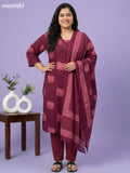 Magenta Pink Cotton Elephant Printed Straight Suit