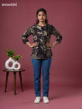Black Cotton Printed Short Kurti