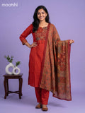 Rust Orange Cotton Printed Straight Suit
