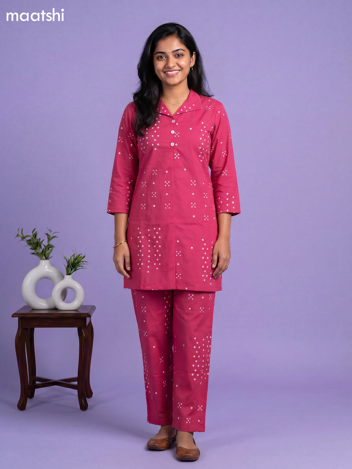 Pink Cotton Printed Co-Ord Set