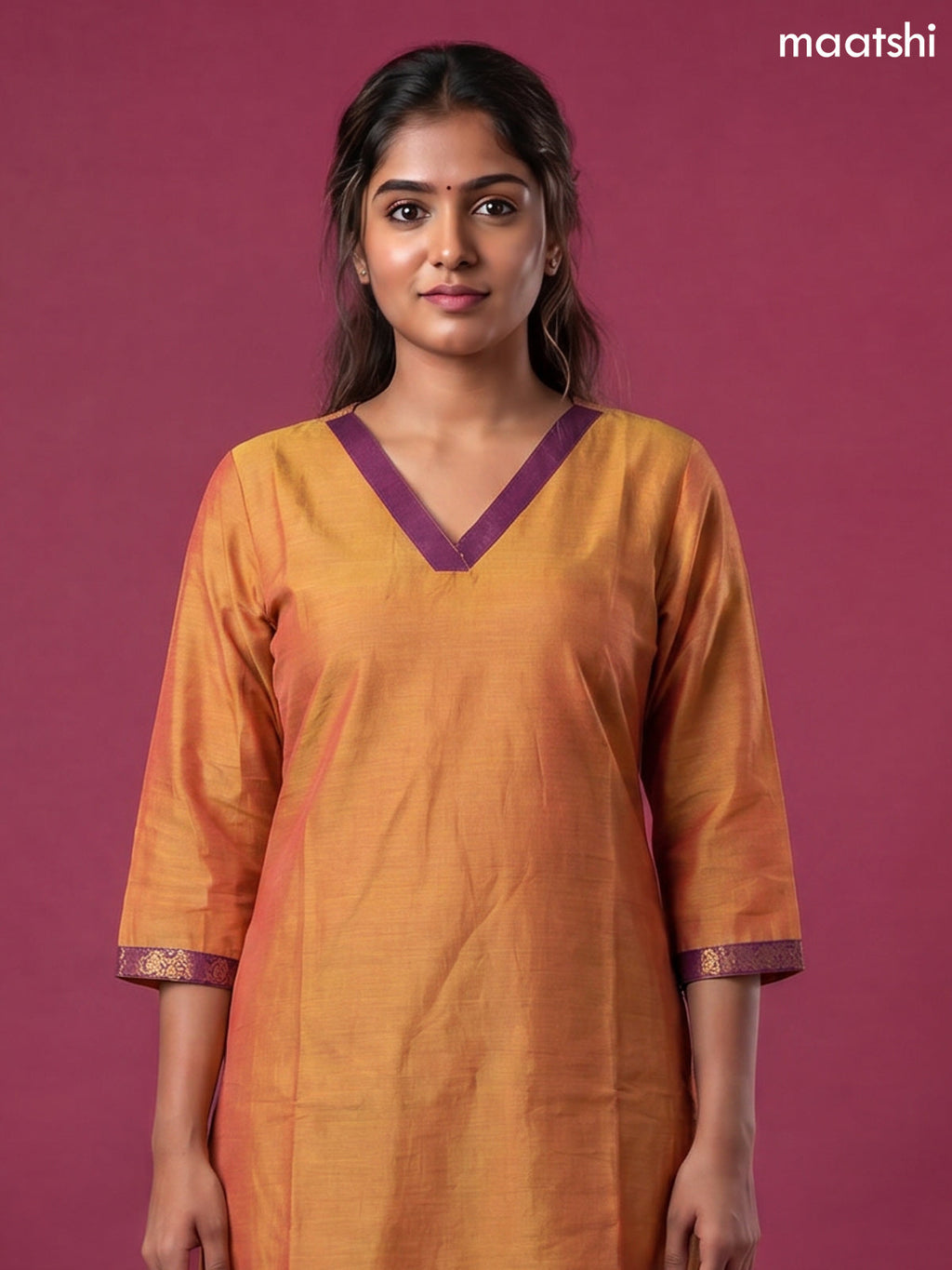 Mustard Yellow Chettinad Cotton Straight Kurti