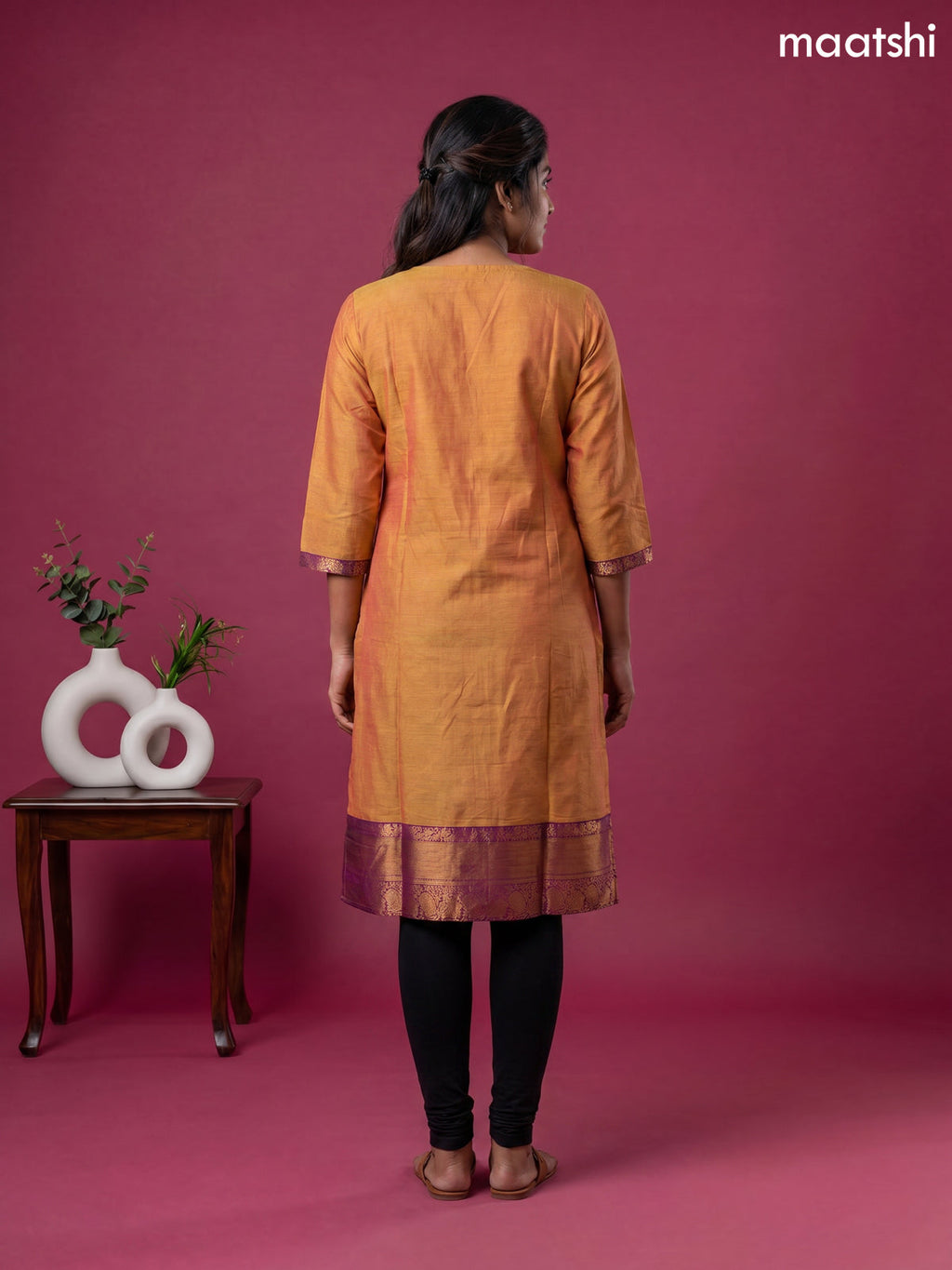 Mustard Yellow Chettinad Cotton Straight Kurti