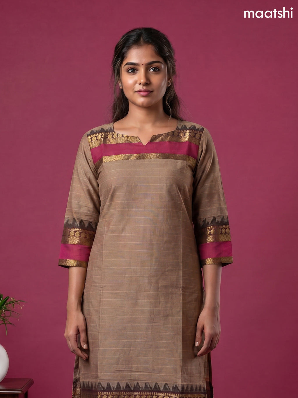 Sandal Chettinad Cotton Straight Kurti